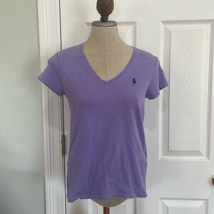Vintage Ralph Lauren short sleeve V-neck top 100% cotton purple women’s size M